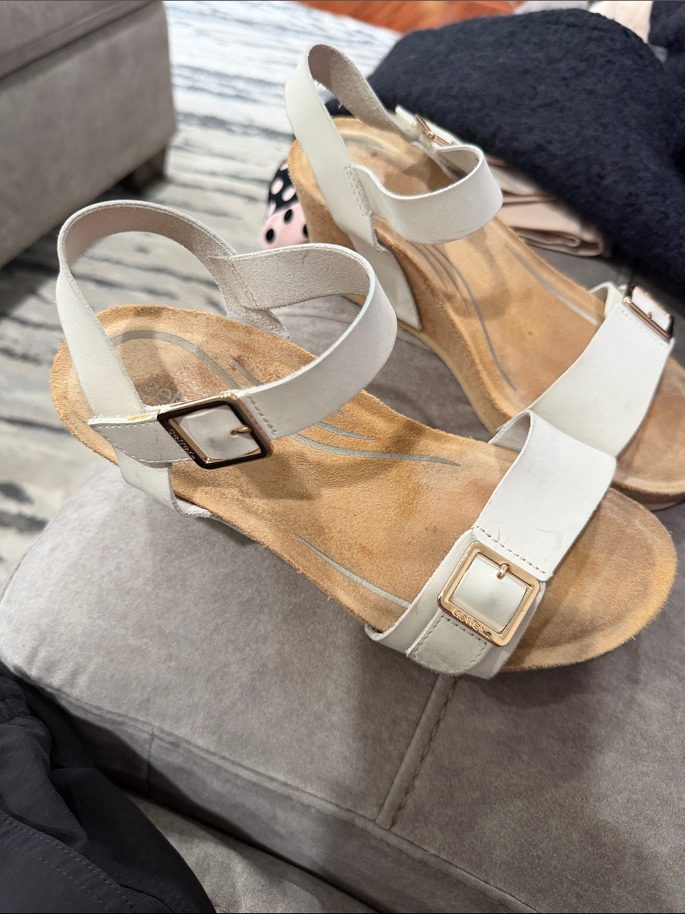 AETREX women's lexa wedge sandal in ivory 7.5 - Picture 2 of 7